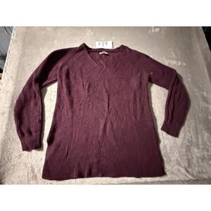 Goodthreads V-Neck Sweater Womens Large Burgundy Ribbed Raglan Pullover